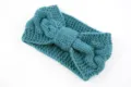 Turquoise kabelgebreide haarband met strik, gezellige oorwarmer voor de koude winter. - NO.6 Groen