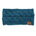 Teal cable knit winter headband warm fleece lined ear warmer stylish hair accessory for women - Har Cyan