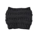 Diadema de punto grueso negro para mujer, orejera ancha de invierno cálida y elegante. - Negro