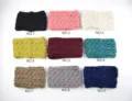 Detailed view of knitted wide braided ear warmer headband variants in multiple solid colors. - Uniform Mixed Color