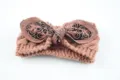 Fascia per Capelli con Orecchie di Coniglio in Maglia Inverno Calda Elastica Marrone - Rosa