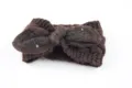 Fascia in maglia treccia marrone con orecchie di coniglio donna, accessorio capelli caldo inverno. - Marrone