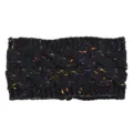 Fascia in maglia nera con macchie colorate, comodo accessorio per capelli invernali a trecce. - Nero Fiammato