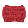 Diadema de lana tejida roja ancho invierno cálido orejeras accesorio para el pelo elegante - Granate