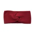 Wine red knitted twist headband for women, soft warm winter ear warmer hair accessory. - Dark Red