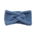 Blue knit headband, cross twist winter hair band, warm ear warmer for yoga sports - Fog Blue