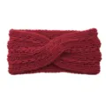 Red knitted twist headband acrylic wool warm winter hair accessory fashion ear warmer. - Hair Band / Burgundy