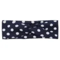 Navy blue polka dot headband, soft fabric twisted hair band for women, sports yoga accessory. - Navy Polka Dot