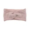 Rosa Strickstirnband mit Silberfäden, bequemes und warmes Haaraccessoire für den Winter. - Rosa