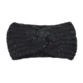 Schwarzes Strick-Ststirnband mit Silberfäden, stylisches Winter-Haaraccessoire für Damen. - Schwarz