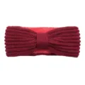 Burgundy Knitted Headband Fleece Lined Bow Hair Band Winter Warm Ear Protection Hair Accessory - Burgundy