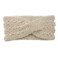 Beige chunky knit twist headband for women, soft winter warm hair band and ear warmer. - Hair Band / Beige