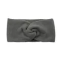 Dark grey knitted headband for women, winter warm cross hair accessory, soft ear warmer. - Dark Gray