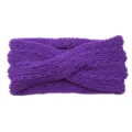 Purple chunky knit headband for women, thick winter warm cross hair band and ear warmer. - Hair Band / Purple