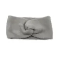 Grey knitted headband for women, soft winter warm hair accessory with twist design, cozy ear warmer hair band. - Medium Grey