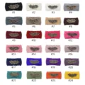 Knitted wool headband with rhinestone leaf charm, cozy warm winter hair accessory in 24 colors. - Random Color