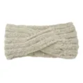 Mehrfarbiges Mohair Strickstirnband mit Twist, kuscheliger Ohrenwärmer und Haarschmuck. - Beige