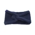 Navy blue knitted twist headband for winter warm hair accessory elastic ear warmer - Navy Blue
