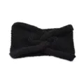 Black knit twist headband, cozy winter ear warmer and yoga hair accessory for women. - Black