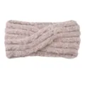 Gestreicktes Twist-Stirnband, meliertes Mohair-Ohrenwärmer, kuscheliges Haar-Accessoire. - Rosa