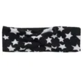 Black and white star print cross headband for women, stylish twist hair accessory for yoga. - Black Star Pattern