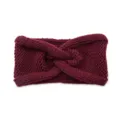 Burgundy knitted twist headband, winter warm ear warmer, stylish cable knit hair accessory. - Fuschia