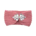 Pink knitted rhinestone headband, stylish crystal winter warm ear warmer hair accessory sku - Dusty Pink