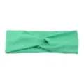 Mint green ribbed twisted headband, elastic breathable fabric hair band for women sports yoga. - Light Green