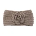Knitted wool floral headband warm winter hair band elastic hair hoop for women accessory - Khaki