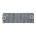 Bandeau tricoté à rayures verticales grises avec boutons violets, accessoire de cheveux élégant. - Gris foncé