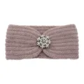 Knitted Headband Rhinestone Crystal Winter Ear Warmer Hair Band Vintage Hair Accessory - Dusty Pink