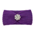 Purple knitted rhinestone headband winter warm ear warmer stylish hair accessory for women - Purple