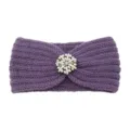 Purple knit headband with rhinestone embellishment winter warm ear warmer hair accessory - Purple