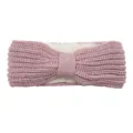 Pink knitted fleece headband with soft plush lining and cute bow, warm winter accessory. - Taro Purple