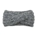 Graues gemischtes Mohair Strick Stirnband, Kreuz Twist Ohrenwärmer Sport Haaraccessoire. - Schwarz und Grau