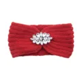 Red knitted rhinestone headband for women warm winter ear warmer hair accessory yoga sport - Red