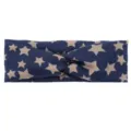 Blue star printed knotted headband, comfortable fabric hair accessory for sports and yoga daily wear. - Navy Camel Star Pattern