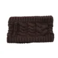 Brown cable knit headband winter warm ear warmer elastic hair accessory for women - Coffee