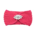 Knitted rhinestone headband ear warmer for women, trendy winter warm hair accessory yoga. - Rose Red
