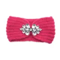 Hot pink knitted rhinestone headband, stylish winter warm ear warmer hair accessory for yoga. - Rose Red