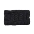 Black cable knit headband, winter warm ear warmer, elastic hair accessory for women. - Black
