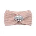 Pink rhinestone knitted headband, sparkling crystal woven hair band for women and girls warm. - Shrimp Pink