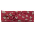 Red knitted star headband, cross twist yoga hair band for sports and face washing. - Red Gray Star Pattern