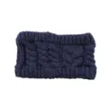 Navy blue cable knit winter headband, soft elastic cozy ear warmer for women and girls. - Navy Blue