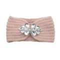 Pink knitted crystal rhinestone headband, cozy winter ear warmer for yoga and daily fashion style. - Shrimp Pink