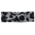 Grey leopard print twisted headband for women, stylish knit hair accessory for yoga and daily wear - Gray Black Leopard Print
