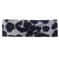 Blue grey abstract print twisted fabric headband for sports, yoga, and face washing. - Navy Black Leopard Print