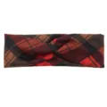 Red Black Plaid Cross Headband Variant Fabric Knotted Hair Accessory for Sports - Red Black Plaid
