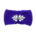 Diamond knitted headband crystal flower wool winter warm ear warmer hair accessory - Sapphire Blue