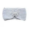 Crystal Knitted Headband Ear Warmer Winter Warm Hair Band Yoga Sports Hair Accessories - Silver Gray